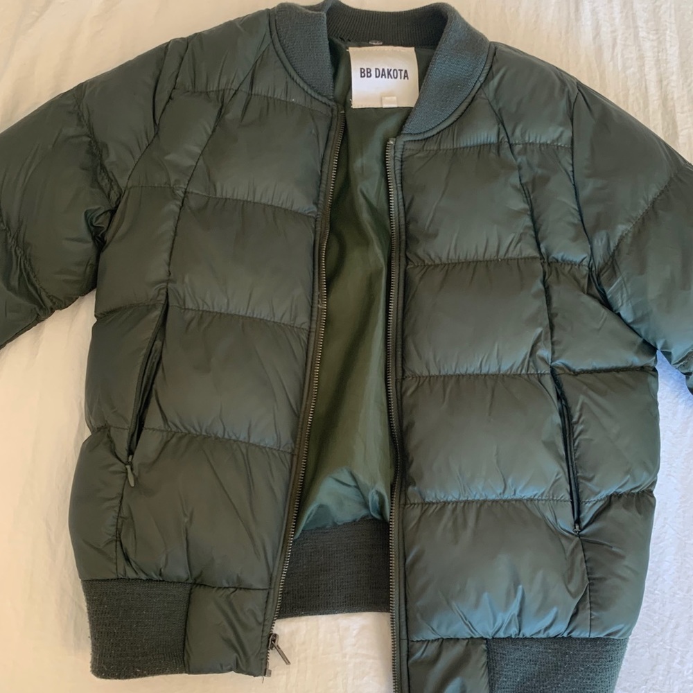 Green Puffer Bomber Jacket